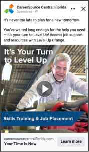 digital marketing ad of elderly Hispanic male enjoying his career